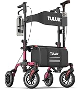 TULUR All Terrain Walkers for Seniors - with Low Seat, Heavy Duty 4 Wheel Rolling Walker with Bra...