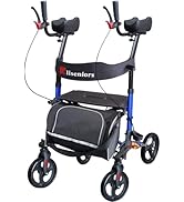 Aliseniors Upright Walker, Foldable Walker with Seat for Seniors, Stand Up Rollator Walker with P...