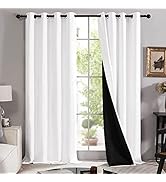 Deconovo 100% White Blackout Curtain 84 Inch Long 2 Panels, Thermal Insulated Curtains with Black...