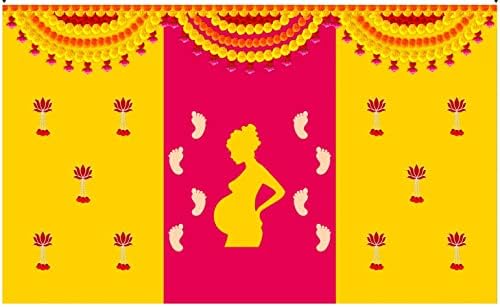 VINAYAKAMART seemantham Decoration Backdrop Traditional,Size 5x8 feet (VINAYAKA 27) Multi