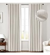 INOVADAY 100% Blackout Curtains for Bedroom 84 Inch Length 2 Panels Set, Linen Blackout Curtains ...