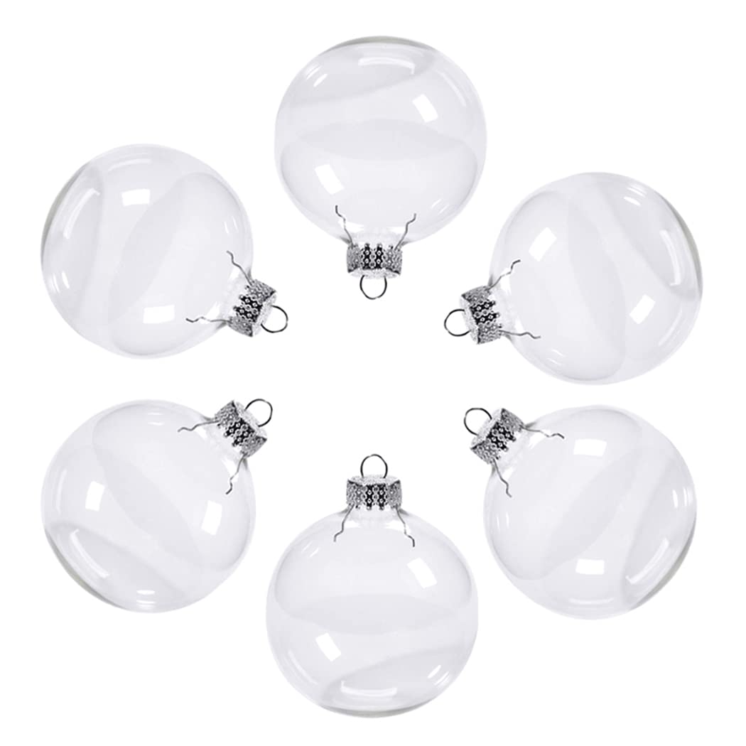 Hanging Clear Glass Ball Ornaments Christmas Tree Baubles 80mm (6 Pieces)