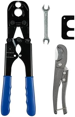 GUOFIS PEX Crimping Tool,1/2Inch,3/4Inch Combo Crimp Copper Rings Tool, Conforms to ASTM F1807 Standards,with Go-No-Go Gauge &Cutter