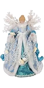 Windy Hill Collection 14&#34; Inch Standing Aqua Angel Christmas Tree Topper or Table Top 148510