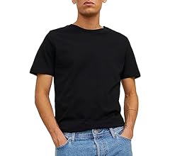 JACK & JONES Men's Jjeorganic Basic Tee Ss O-neck Noos T-Shirt, Black (Black Detail: Slim), X-Large