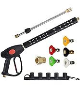 M MINGLE Replacement Pressure Washer Gun with Extension Wand, M22 15mm or M22 14mm Fitting, 5 Noz...