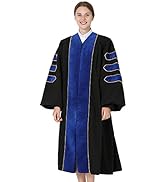 GraduationMall - Vestido de graduación de doctorado de lujo para profesores y profesores, terciopelo con ribete dorado