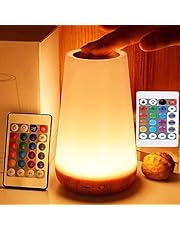 LED night light, bedside table lamp for baby kids room bedroom outdoor, dimmable eye caring desk lamp with color changing touch senor remote control USB rechargeable