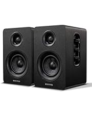 Sanyun SW208 3&#34; Active Bluetooth 5.0 Bookshelf Speakers – 60W Carbon Fiber Speaker Unit - Built-in 24bit DAC - Dynamic 3D Surround Sound – 2.0 Computer PC Monitor Gaming Speakers (Pair, Black)