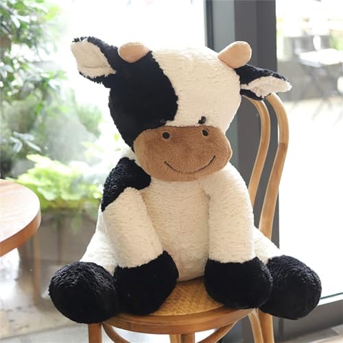 pangcangshu Cow Year Plush Toy Cute Cattle Stuffed Animals Cattle Soft Doll Kids Toys Birthday Gift for Children (Black and White, 20cm/7inch)