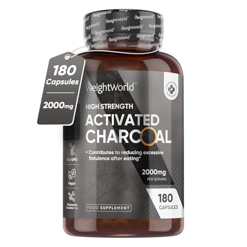 Activated Charcoal Capsules 2000mg - 180 Capsules - Vegan &...