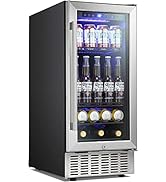 Antarctic Star 15 Inch Beverage Refrigerator Under Counter Built-in Wine Cooler Mini Fridge Clear...