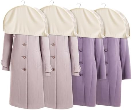 Univivi 12 Inch Satin Shoulder Covers for Clothes (Set of 4) Breathable Shoulder Garment Dust Cover Closet Suit Protects for Suit, Coats, Jackets - Apricot