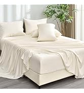 PHF Cooling Sheets Set Queen Size 6 Piece - 100% Rayon Derived from Bamboo - Wider Elastic Band &...