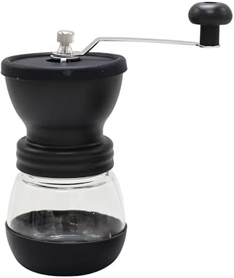 Manual Coffee Grinder, Hand-cranked Coffee Machine with Glass Body, Black