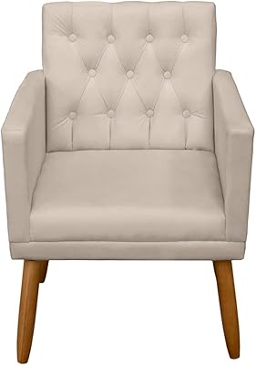 Decorative Living Room Modern Accent Upholstered Armchairs for Reading Room Manicure Fabric Sturdy Indian Chair and Wood Legs (1, Beige)