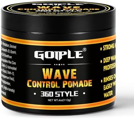 Natural Pomade for Men's Strong Hold and Layered Waves - Easy Wash Hair Cream, Grease for Moisture, Control and Silky Shine 4oz