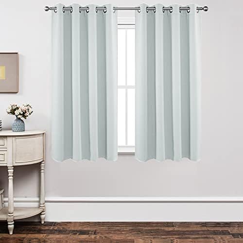 Joydeco Blackout Curtains 63 Inch Length 2 Panels Set, Thermal Insulated Long Curtains& Drapes 2 Burg, Room Darkening Grommet Drapes for Living Room Bedroom Window (W52 x L63 Inch, Greyish White)