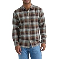  Lee Men's Extreme Motion All Purpose Long Sleeve Worker Shirt (Espresso Sage Plaid, L)