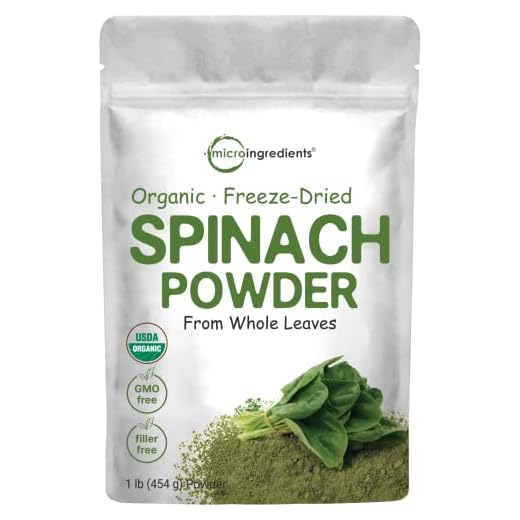 Micro Ingredients Sustainably US Grown, Organic Spinach Powder, 1 Pound, Freeze Dried from Whole Leaf, Rich in Beneficial Thylakoids and Chlorophyll, Contains Multivitamins, Non-GMO, Vegan Friendly