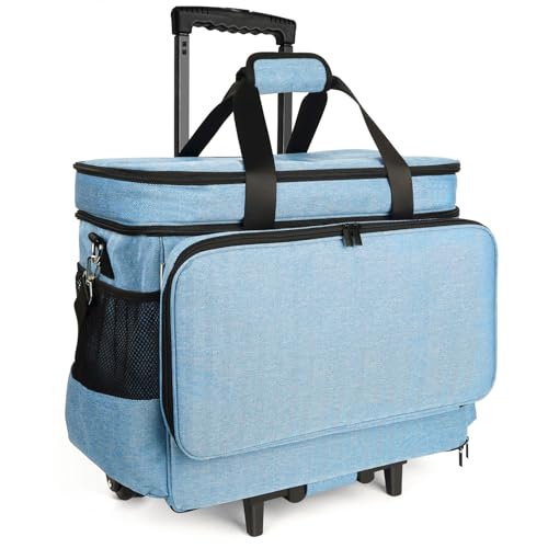 Lorzon Sewing Machine Case with Wheels, Rolling Sewing Machine Tote for Carrying, Fits for Most Machines