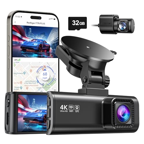 REDTIGER Dash Cam Front Rear, 4K/2. 5K Full HD Dash Camera for Cars, 32GB Ca