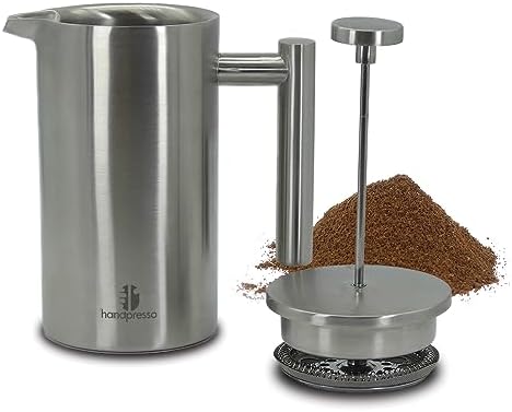 Handpresso French Press | Cafetière à Piston inox double paroi isolante | Cafetiere a Piston isotherme | Cafetiere portable pour la maison, cafetiere de voyage