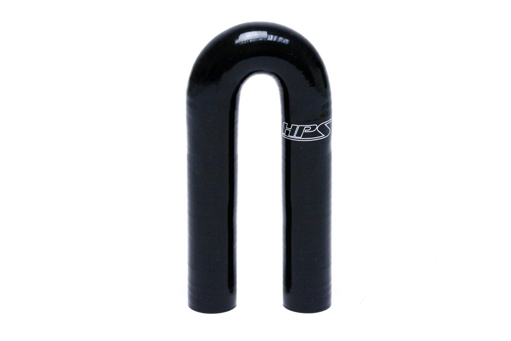 HTSEC180-100-BLK Silicone High Temperature 4-Ply Reinforced 180 Degree U Bend Elbow Coupler Hose, 80 psi Maximum Pressure, 1" ID, Black