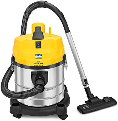 KENT Wet and Dry Vacuum Cleaner KSL 612|1200 W|Blower Function|Flexible hose|Extension tube|Crevice tool|Floor brush|Wet brush| Filter bag|20L Stainless steel body|Rubberized Wheels|Metallic silver