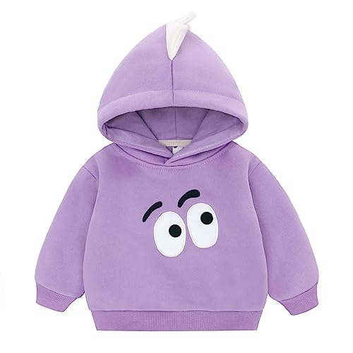 famuka Baby Boys Girls Catroon Cute Hoodie Sweatshirt Solid Colors Toddler Pullover Top (as8, age, 3_years, Purple) 