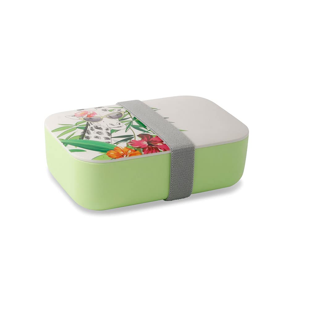 GREENBOXPLA Giraffe Lunch Box with Lid, Food Safe, Breakfast Box for Adults, Dishwasher Safe, Sustainable Lunch Box for Children, Lunch Box 18.8 x 12.5 x 6.3 cm