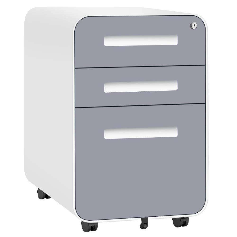 Buy INVIE 3 Drawer Mobile File Cabinet with Lock Under Desk Office ...