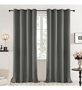 Deconovo Blackout Living Room Curtains 2 Panels, Light Grey Bedroom Window Curtains and Drapes, 5...