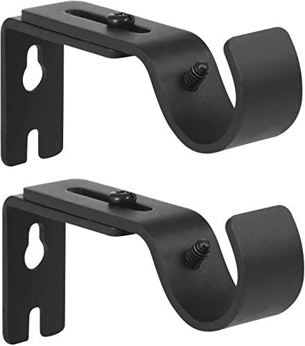 Anndason Heavy Duty Adjustable Curtain Rod Brackets Rod Holders Curtain Rod Holders for 3/4 or 5/8 Inch Rod, (2 PCS, Black)