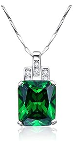 Bonlavie Collier avec pendentif en argent sterling 925 avec émeraude verte 6,95 carats 45,7 cm