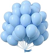 PartyWoo Blue Balloons, 50 pcs 12 Inch Light Blue Balloons, Latex Balloons for Balloon Garland Ar...