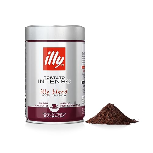 illy Caffè macinato per espresso Tostato INTENSO, Barattolo da 250 gra...