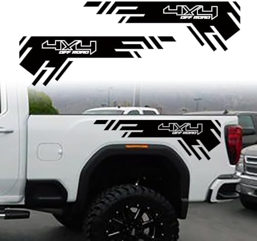 AUTOSTARY 2Pcs 4X4 Off Road Car Body Side Sticker Compatible with Pickup Trucks, Sports Kit Vinyl Decal Decoration Exterior Accessories. (Black), 4X4ORH