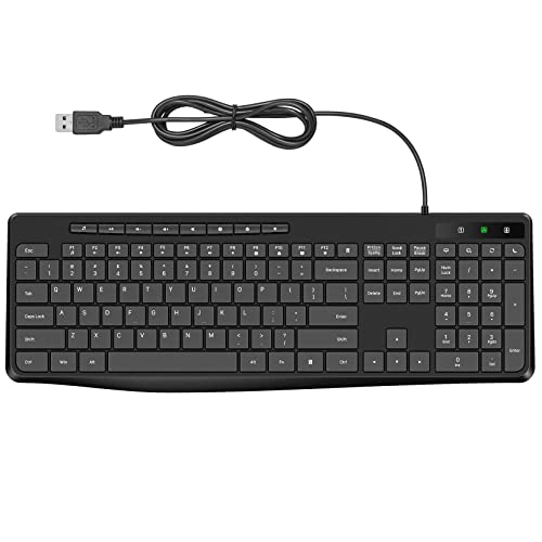 Wired Keyboard,Quiet Keyboard,Multimedia Usb Computer Keyboard,Silent Keyboard with Low Profile Chiclet Keys,Large Number Pad,Spill-Resistant,Anti-Wear Letters,Full Size Keyboard for Laptop,Desktop