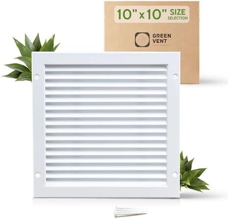 GREEN VENT - Air Vent Covers 10x10, Decorative Air Return Vent Covers for Home,Air Register Vent Covers for Home Ceiling&Wall,AC Vent Covers White Ideal for Air Supply Vents,Return Air Grilles (10x10)