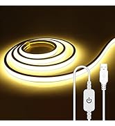 AIMENGTE COB Neon Rope Lights, 5V 320LEDs 3000K USB Powered Dimmable LED Cabinet Strip Lights, 3....