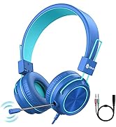 iClever HS21 Kids Headphones with Microphone for Virtual School- Rotatable Extendable Mic - 94 dB...