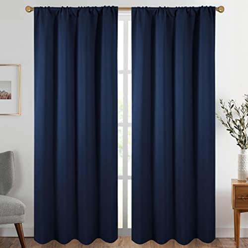 Diraysid Navy Blue Blackout Curtains for Bedroom and Living Room Thermal Insulated Room Darkening Curtains Drapes, 52 x 84, 2 Panels