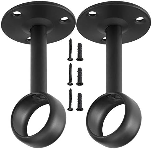 Anndason Curtain Rod Ceiling-Mount Bracket Curtain Rod Brackets Curtain Rod Holders for 1 1/4-Inch Rod (2 PCS, Black)