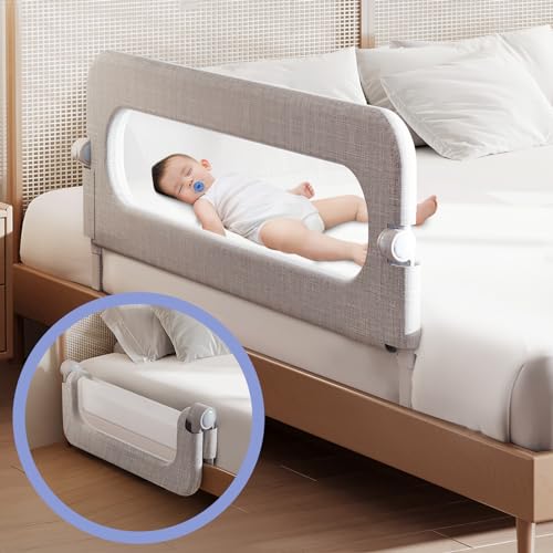 Baby Bed Rails Guard for Toddlers - 32' Toddler Bed Rail for Queen Full King Twin Crib Bunk Size Bed Adjustable Heights & Foldable Portable Bedrail Extra Tall Child Safety Side Railing Guards for Kids