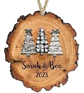 2023 Plaid Tree Christmas Ornament Personalized Wood Slice Design Stocking Stuffer Stocking Gift ...