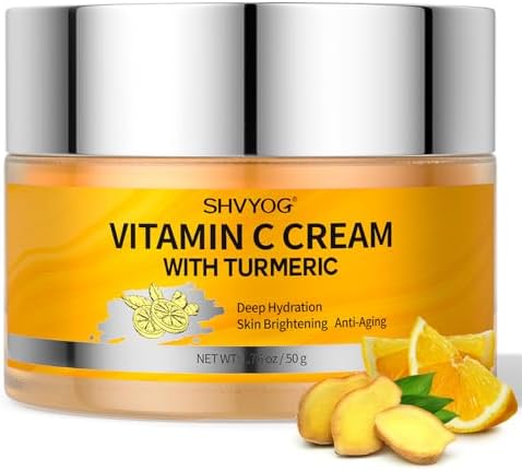 Vitamin C Face Moisturizer, Turmeric Vitamin C Face Cream, Anti-aging Hydration Skin Firming & Brightening Cream for Dark Spots, Wrinkles, Uneven Skin Tone, Vitamin C Lotion for Instant Glow, 1.76 OZ