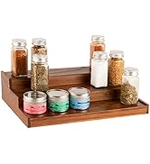 Homeries Wooden Spice Rack organizer for Cabinet 3-Tier, for Pantry Cabinet or Countertop, Waterp...