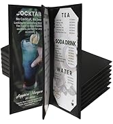 DUPDMKIN Menu Holder 6 Pack Menu Cover Black Restaurant Menu Covers 4.25" X 11" PU Leather Menu C...