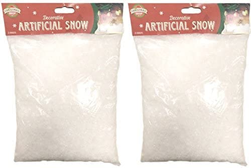 WHITEHILL 2 x 140g Bags Artificial Snow Fake Snow Flakes for Christmas Tree Decoration, Village Displays - Sparkling White Dry Plastic Snow for Holiday Decor and Winter Displays